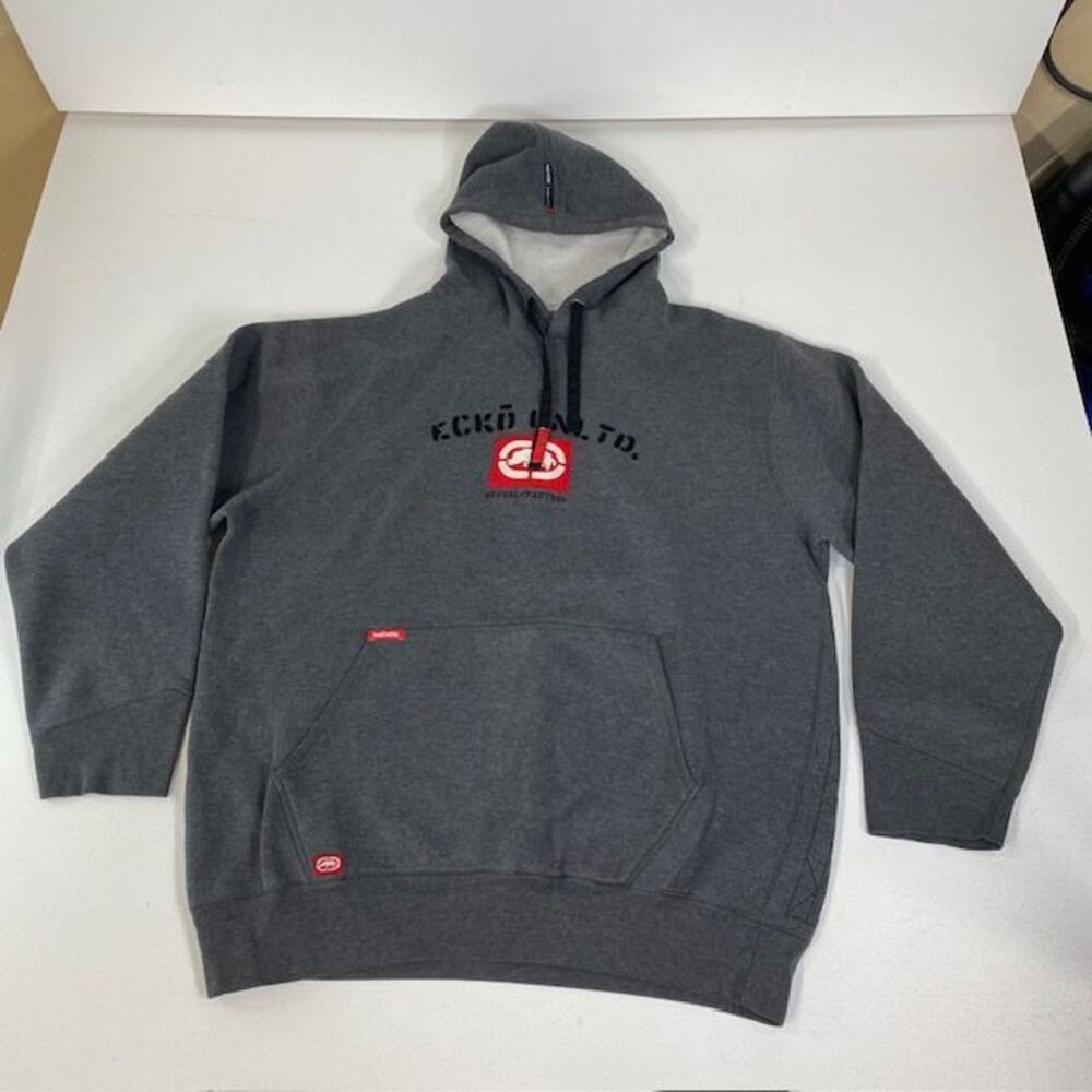 Ecko Unltd‎ Gray Fleece Lined Hoodie Sweatshirt Streetwear Skater Urban Logo XL